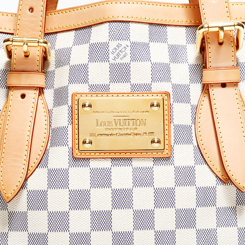 LOUIS VUITTON 2009 Damier Azur Hampstead MM Tote Bag white WS22434