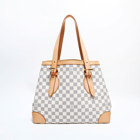 LOUIS VUITTON 2012 Damier Azur Hampstead MM Tote Bag white WS22437