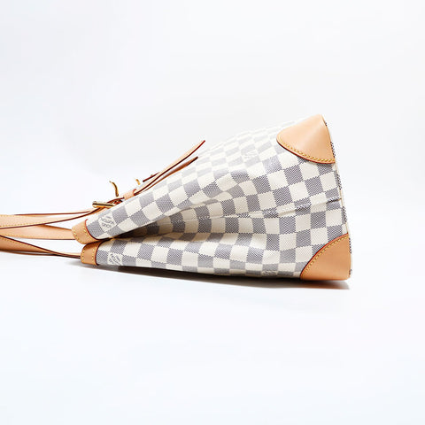 LOUIS VUITTON 2012 Damier Azur Hampstead MM Tote Bag white WS22437