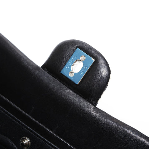 CHANEL 22 Series 2016-2017 Icon Motif Satin Matelasse Double Flap Shoulder Bag black WS22441