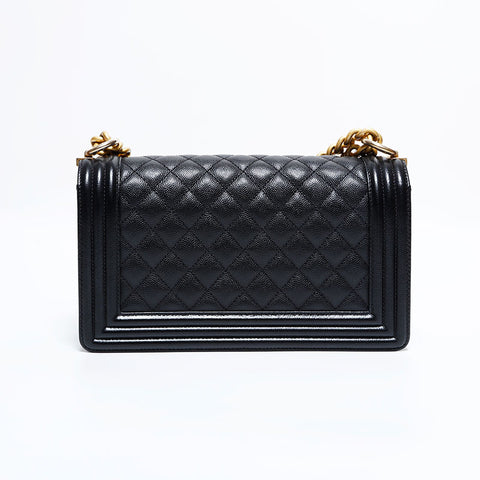 CHANEL 25th series 2018 Caviar Boy Chain Shoulder Bag black WS22442