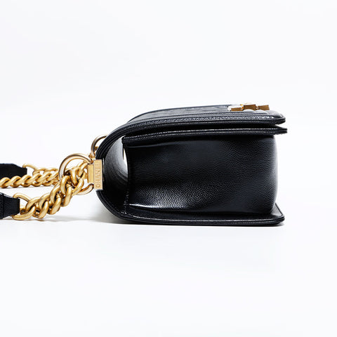 CHANEL 25th series 2018 Caviar Boy Chain Shoulder Bag black WS22442