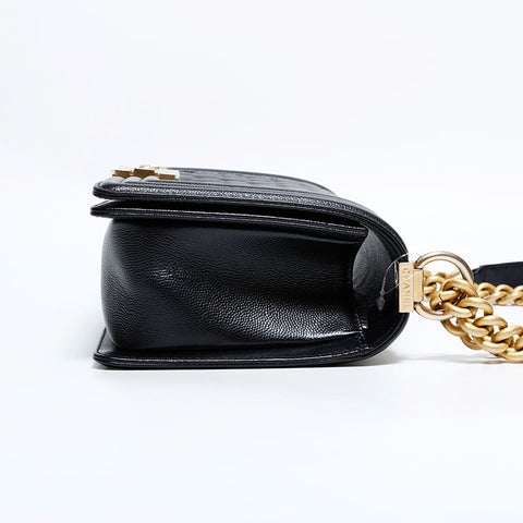 CHANEL 25th series 2018 Caviar Boy Chain Shoulder Bag black WS22442