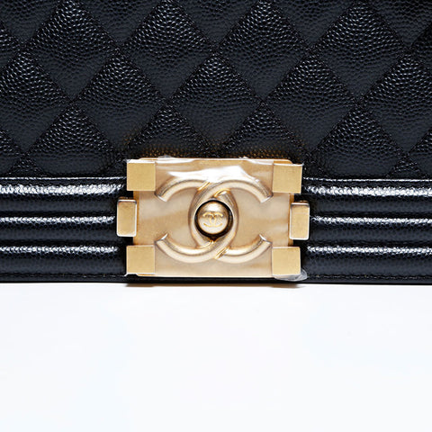 CHANEL 25th series 2018 Caviar Boy Chain Shoulder Bag black WS22442