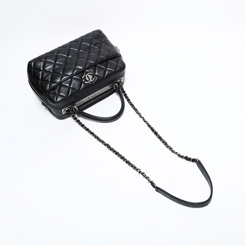 CHANEL No. 23 2016-2017 Bowling Bag Chain Top Handle Handbag black WS22443