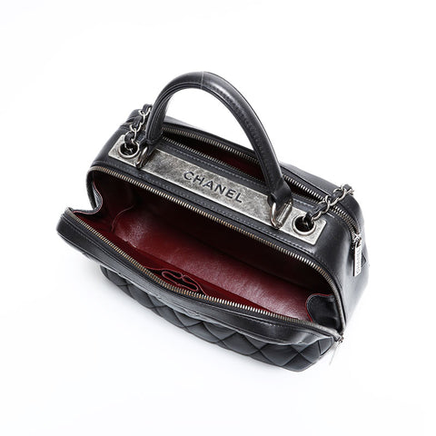 CHANEL No. 23 2016-2017 Bowling Bag Chain Top Handle Handbag black WS22443