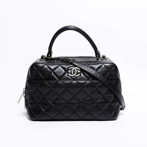 CHANEL No. 23 2016-2017 Bowling Bag Chain Top Handle Handbag black WS22443