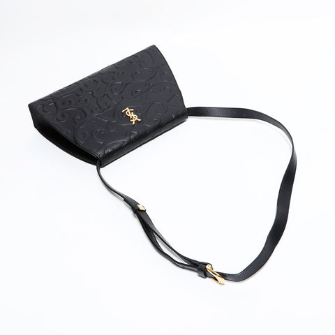 イヴ・サンローラン YVES SAINT LAURENT レザー YSL ロゴ ショルダーバッグ ブラック WS22445