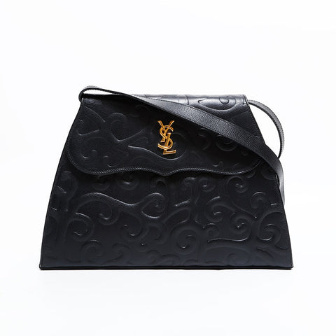 イヴ・サンローラン YVES SAINT LAURENT レザー YSL ロゴ ショルダーバッグ ブラック WS22445
