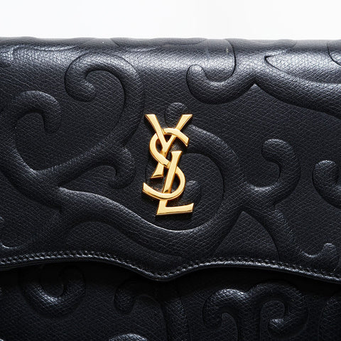 イヴ・サンローラン YVES SAINT LAURENT レザー YSL ロゴ ショルダーバッグ ブラック WS22445