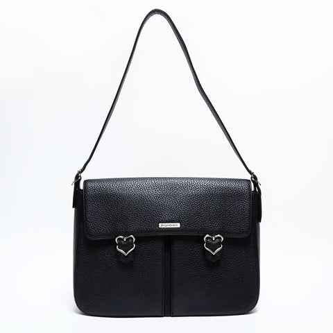 イヴ・サンローラン YVES SAINT LAURENT レザー ハート メッセンジャー ショルダーバッグ ブラック WS22447