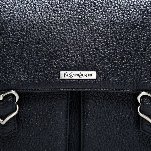 イヴ・サンローラン YVES SAINT LAURENT レザー ハート メッセンジャー ショルダーバッグ ブラック WS22447