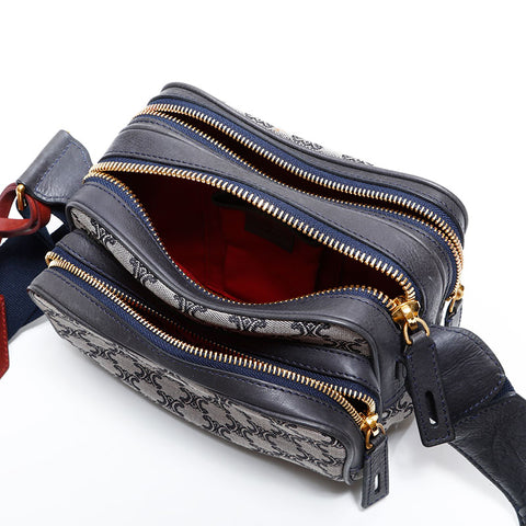 セリーヌ CELINE マカダム キャンバス カメラバッグ ショルダーバッグ ネイビー WS22452