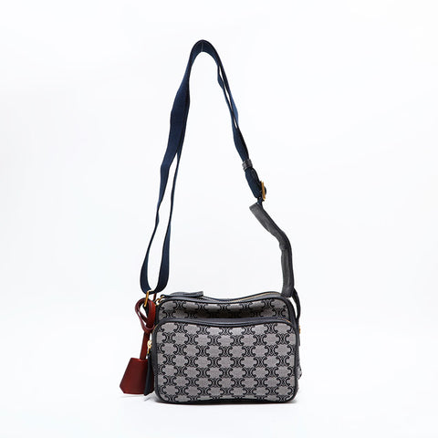 セリーヌ CELINE マカダム キャンバス カメラバッグ ショルダーバッグ ネイビー WS22452