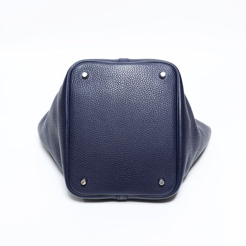 HERMES A stamped 2017 Picotin PM Handbag Navy WS22453