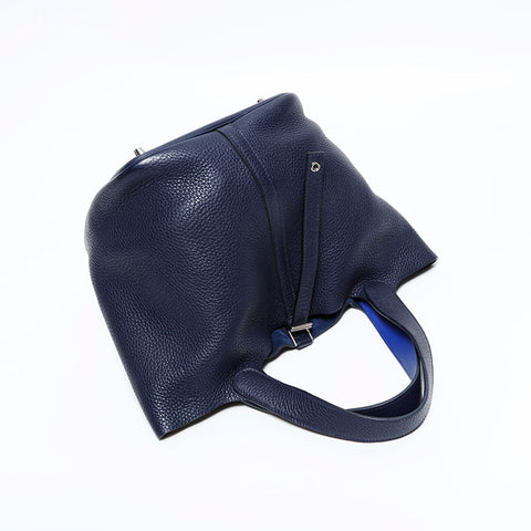 HERMES A stamped 2017 Picotin PM Handbag Navy WS22453