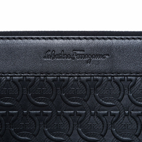 サルヴァトーレフェラガモ Salvatore Ferragamo レザー 型押し ロゴ 2024年 クラッチバッグ ブラック WS22454