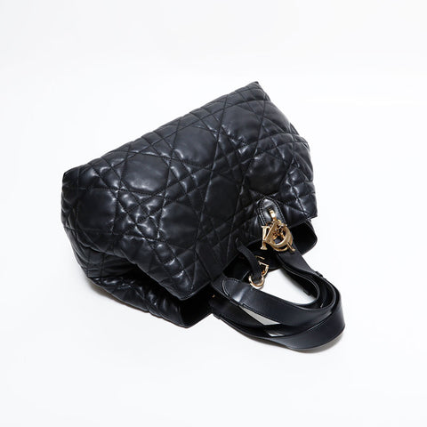 クリスチャンディオール Christian Dior Toujours カナージュ ミディアム ハンドバッグ ブラック WS22456