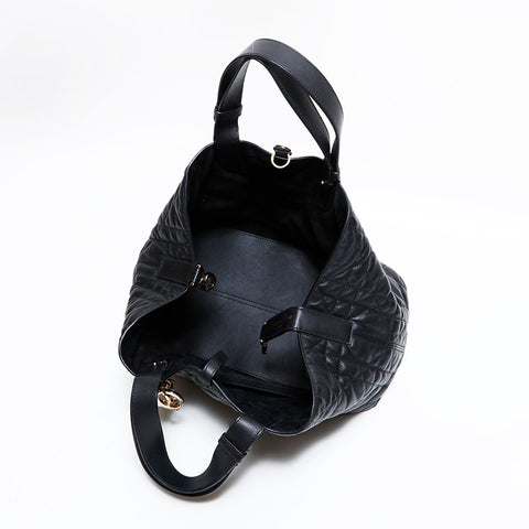 クリスチャンディオール Christian Dior Toujours カナージュ ミディアム ハンドバッグ ブラック WS22456