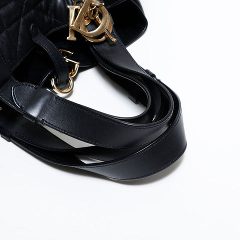 クリスチャンディオール Christian Dior Toujours カナージュ ミディアム ハンドバッグ ブラック WS22456