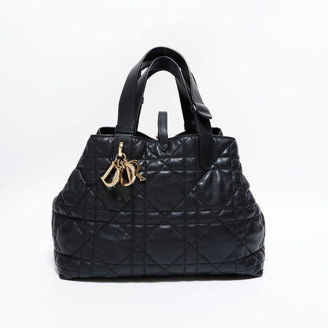 クリスチャンディオール Christian Dior Toujours カナージュ ミディアム ハンドバッグ ブラック WS22456
