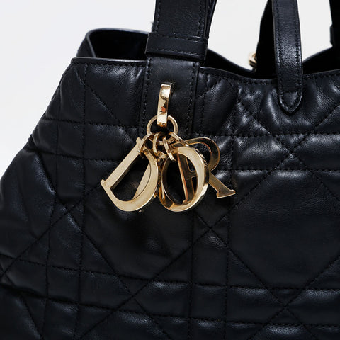 クリスチャンディオール Christian Dior Toujours カナージュ ミディアム ハンドバッグ ブラック WS22456