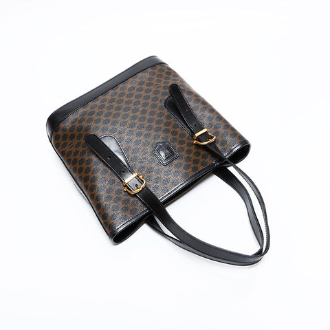 セリーヌ CELINE マカダム PVC バケット トートバッグ ブラック WS22460