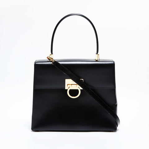 サルヴァトーレフェラガモ Salvatore Ferragamo レザー 2way ガンチーニ ハンドバッグ ブラック WS22461