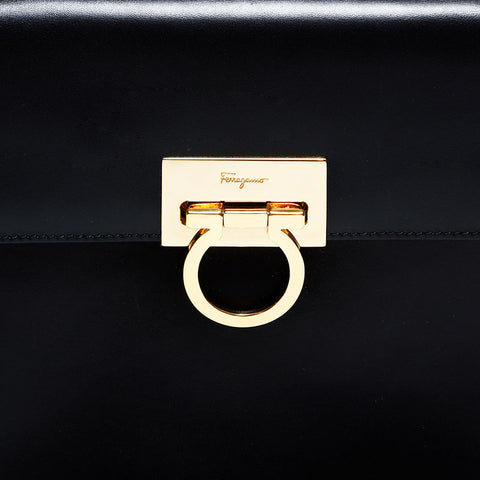 サルヴァトーレフェラガモ Salvatore Ferragamo レザー 2way ガンチーニ ハンドバッグ ブラック WS22461