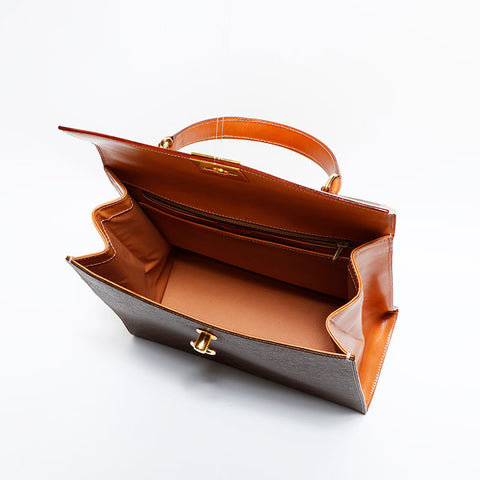 セリーヌ CELINE マカダム PVC ハンドバッグ ブラウン WS22462