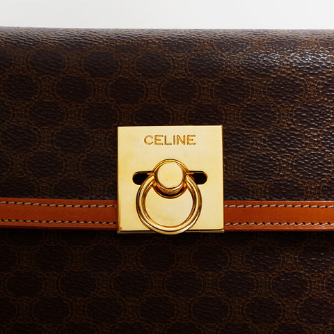 セリーヌ CELINE マカダム PVC ハンドバッグ ブラウン WS22462
