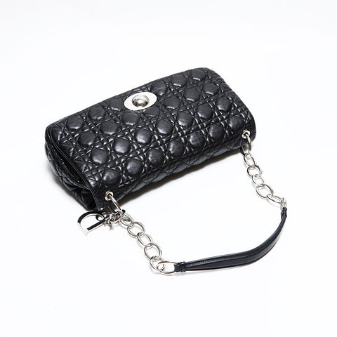 クリスチャンディオール Christian Dior レザー カナージュ ショルダーバッグ ブラック WS22464