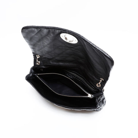 クリスチャンディオール Christian Dior レザー カナージュ ショルダーバッグ ブラック WS22464