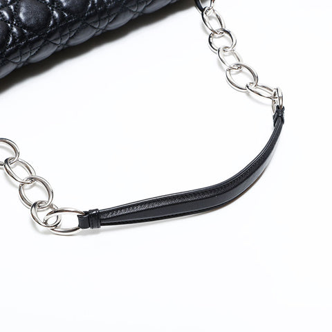 クリスチャンディオール Christian Dior レザー カナージュ ショルダーバッグ ブラック WS22464