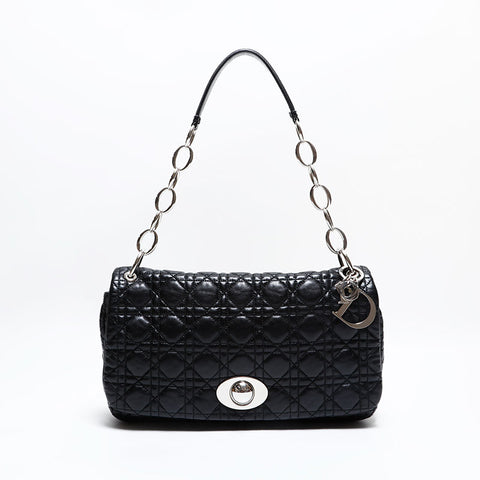 クリスチャンディオール Christian Dior レザー カナージュ ショルダーバッグ ブラック WS22464
