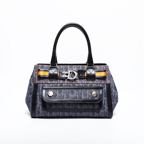 クリスチャンディオール Christian Dior トロッター デニム ハンドバッグ ネイビー WS22465