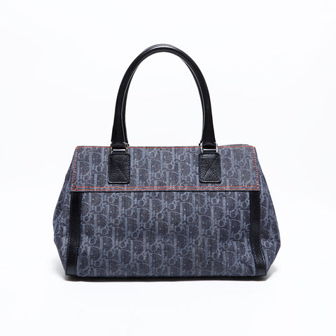 クリスチャンディオール Christian Dior トロッター デニム ハンドバッグ ネイビー WS22465