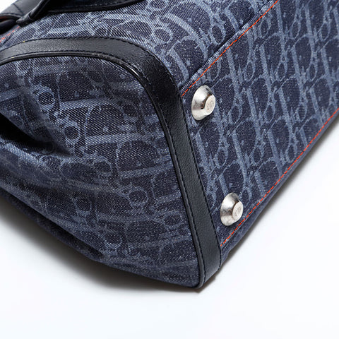 クリスチャンディオール Christian Dior トロッター デニム ハンドバッグ ネイビー WS22465