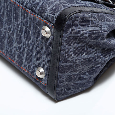 クリスチャンディオール Christian Dior トロッター デニム ハンドバッグ ネイビー WS22465