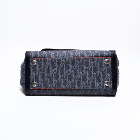 クリスチャンディオール Christian Dior トロッター デニム ハンドバッグ ネイビー WS22465