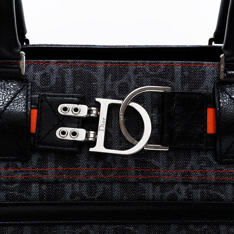 クリスチャンディオール Christian Dior トロッター デニム ハンドバッグ ネイビー WS22465