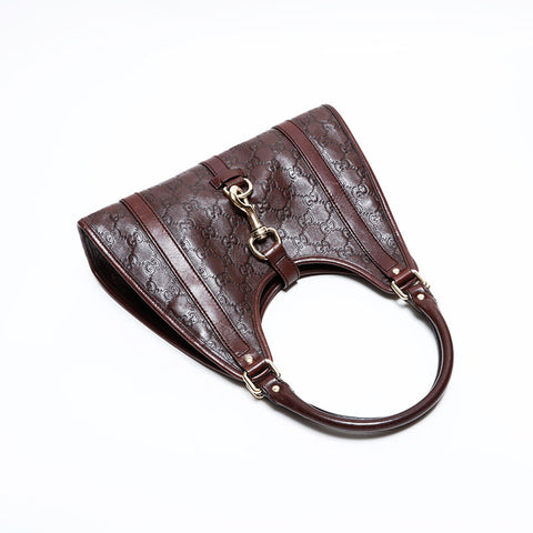 グッチ GUCCI レザー GG シマ ジャッキー ショルダーバッグ ブラウン WS22466