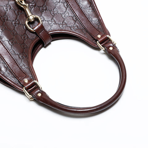 グッチ GUCCI レザー GG シマ ジャッキー ショルダーバッグ ブラウン WS22466