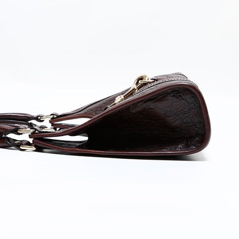 グッチ GUCCI レザー GG シマ ジャッキー ショルダーバッグ ブラウン WS22466