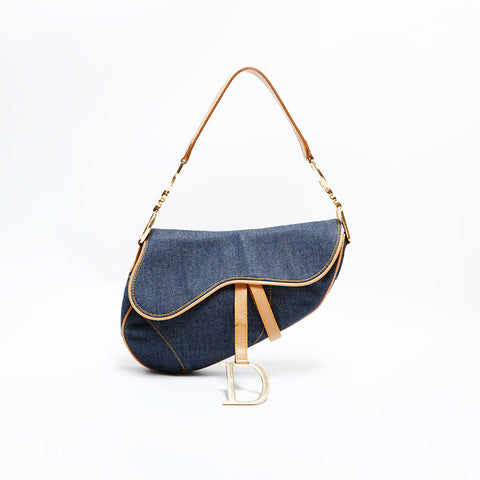 クリスチャンディオール Christian Dior デニム サドルバッグ ショルダーバッグ ネイビー WS22469