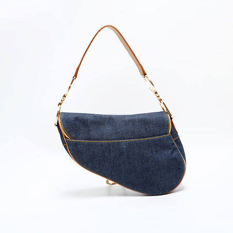 クリスチャンディオール Christian Dior デニム サドルバッグ ショルダーバッグ ネイビー WS22469