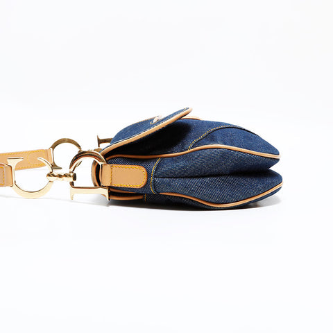 クリスチャンディオール Christian Dior デニム サドルバッグ ショルダーバッグ ネイビー WS22469