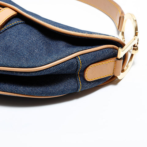 クリスチャンディオール Christian Dior デニム サドルバッグ ショルダーバッグ ネイビー WS22469