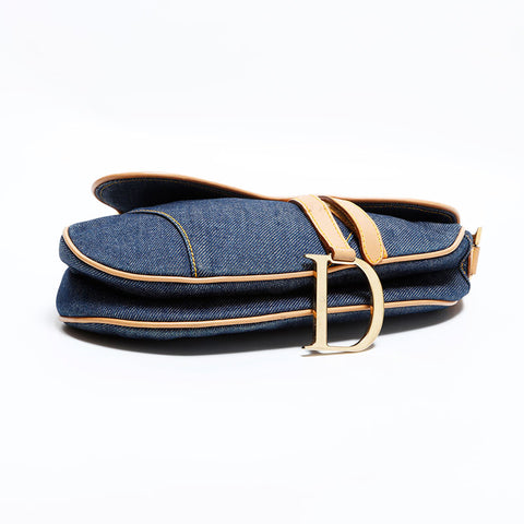 クリスチャンディオール Christian Dior デニム サドルバッグ ショルダーバッグ ネイビー WS22469