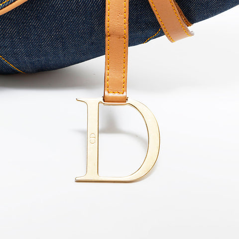クリスチャンディオール Christian Dior デニム サドルバッグ ショルダーバッグ ネイビー WS22469